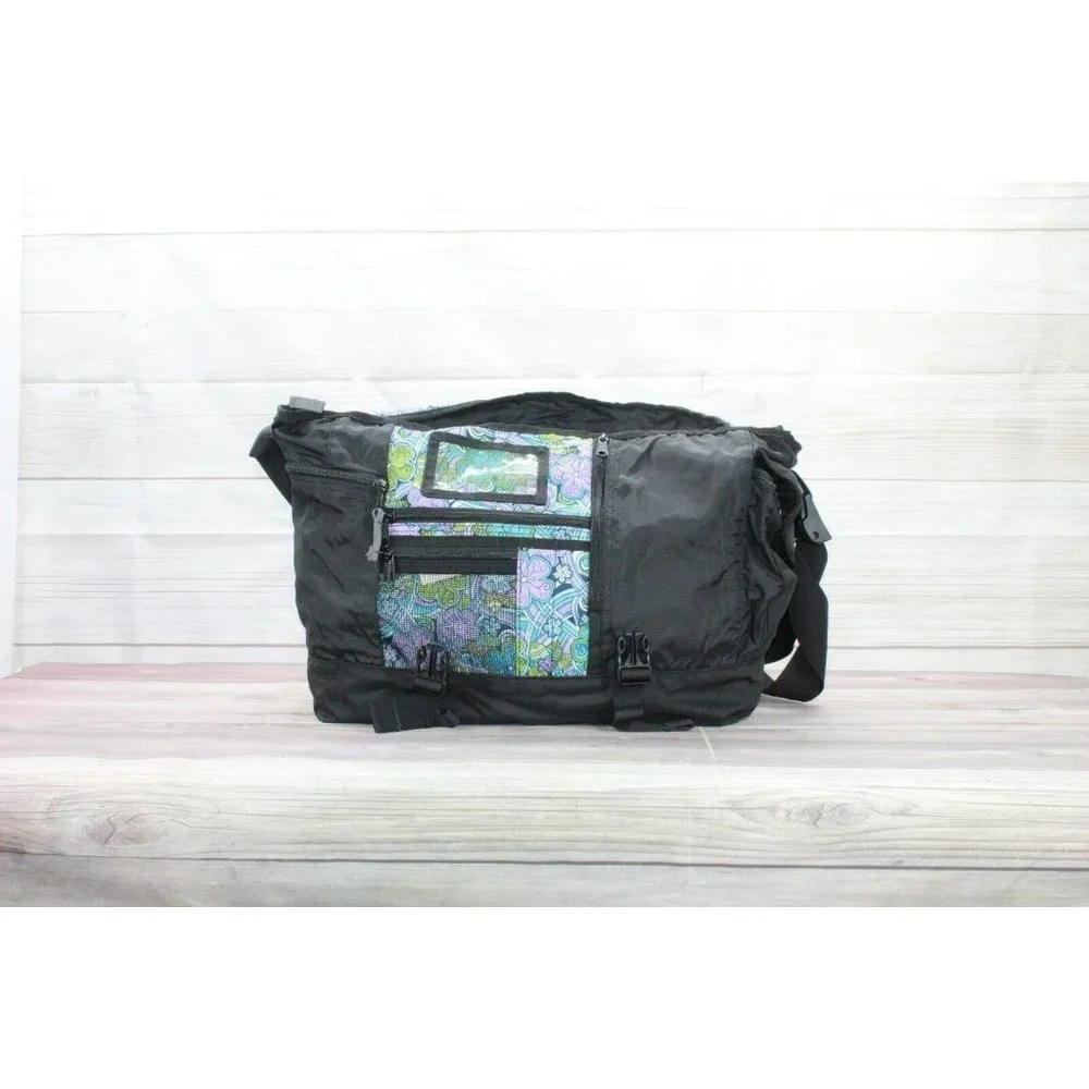 LL Bean Multicolor Canvas Floral Messenger Laptop School Bag - Picture 6 of 8